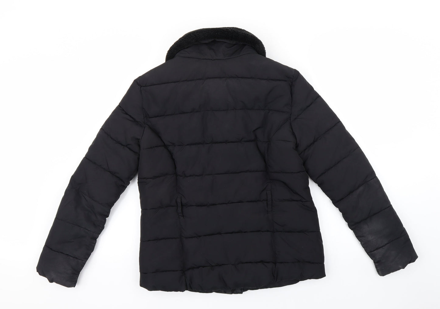 H&M Womens Black Striped  Pea Coat Coat Size 10