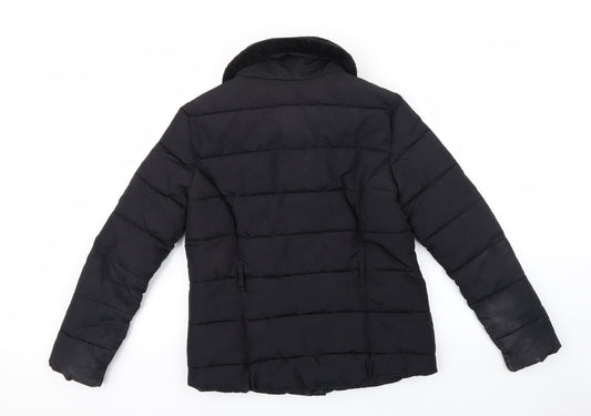 H&M Womens Black Striped  Pea Coat Coat Size 10