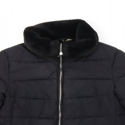 H&M Womens Black Striped  Pea Coat Coat Size 10