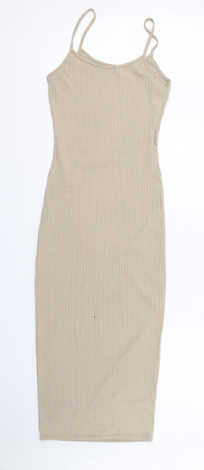 MISS GUIDED Womens Brown Striped  Maxi    - no belt