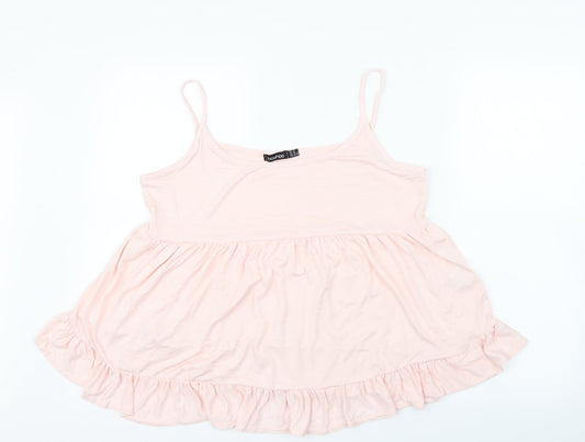 Boohoo Womens Pink   Cropped T-Shirt Size 14