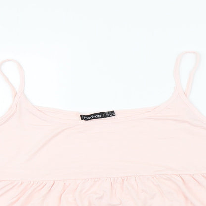 Boohoo Womens Pink   Cropped T-Shirt Size 14