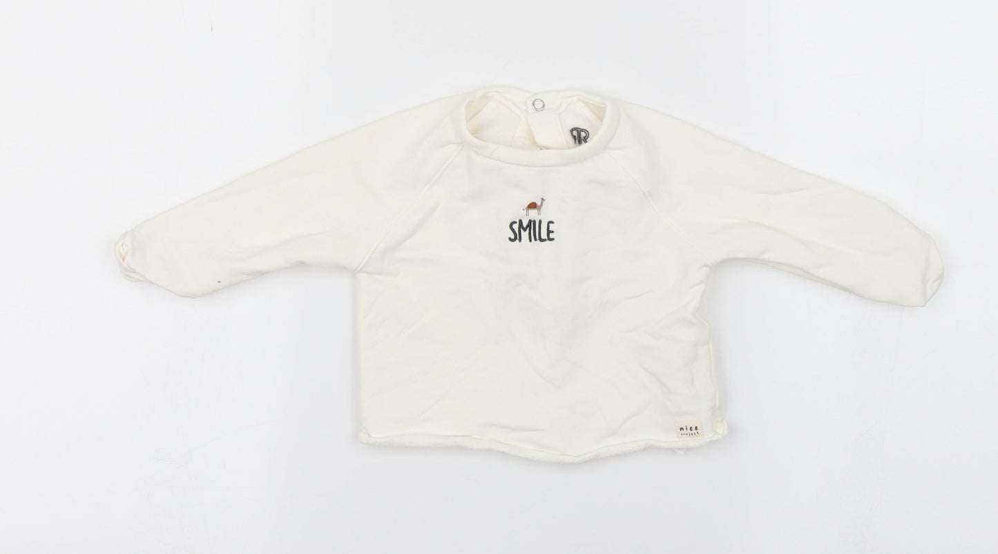 River Island Girls White   Pullover Jumper Size 6-9 Months  - smile