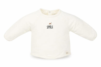 Front view of River Island girls’ white jumper, size 6-9, months - smile