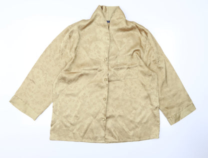 Womens UK Size 16 Preworn Gold Basic Button-Up