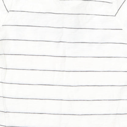 fred flo Baby White Striped  Basic T-Shirt Size 9-12 Months  - happy