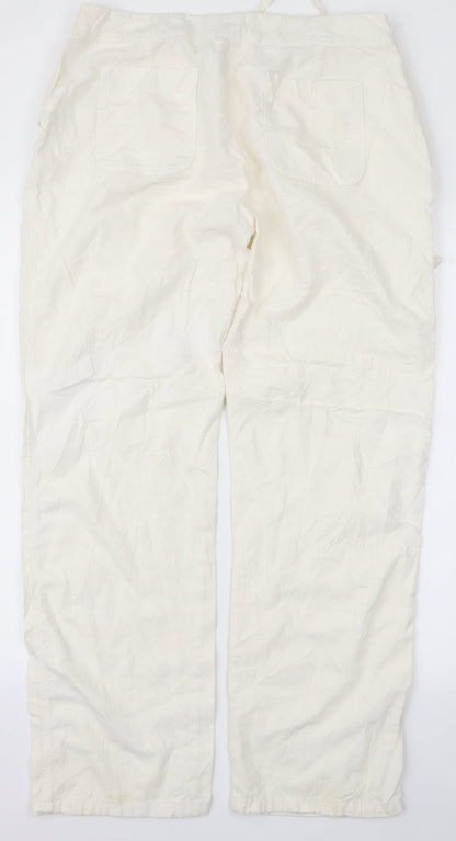Womens UK Size 14 Papaya Regular Fit  White Trousers