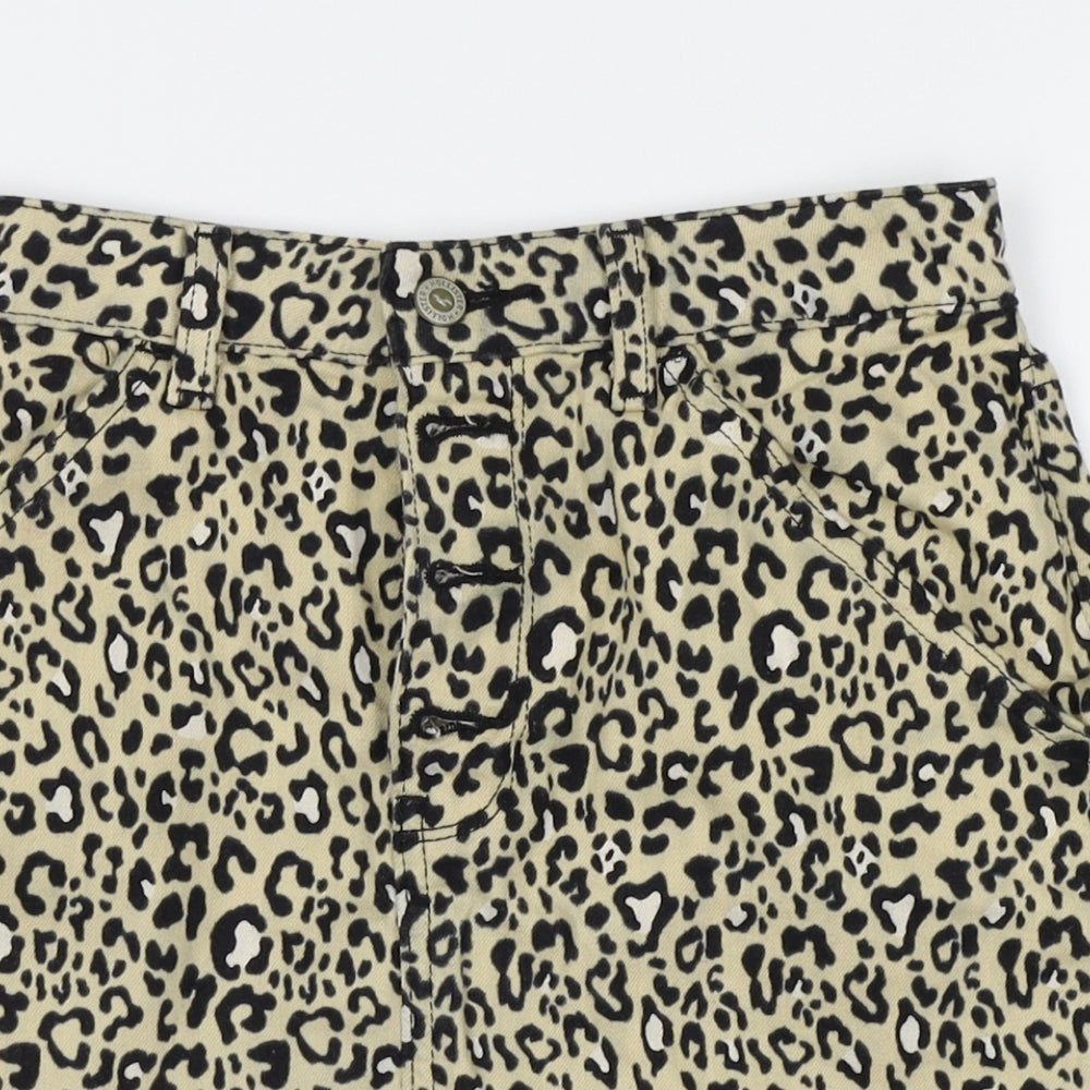 Hollister Womens Beige Animal Print  Straight & Pencil Skirt One Size  - ultra high rise