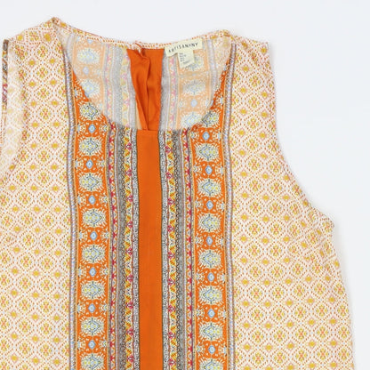 artisan NY Womens Orange Fair Isle  Basic Tank Size L