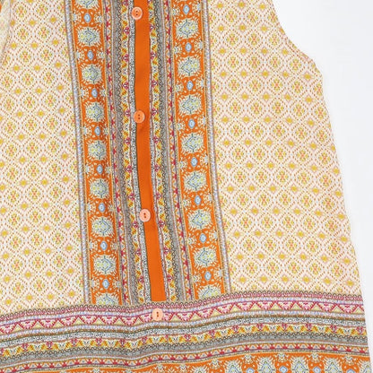 artisan NY Womens Orange Fair Isle  Basic Tank Size L