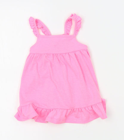 F&F Girls Pink   Pinafore/Dungaree Dress  Size 3-6 Months