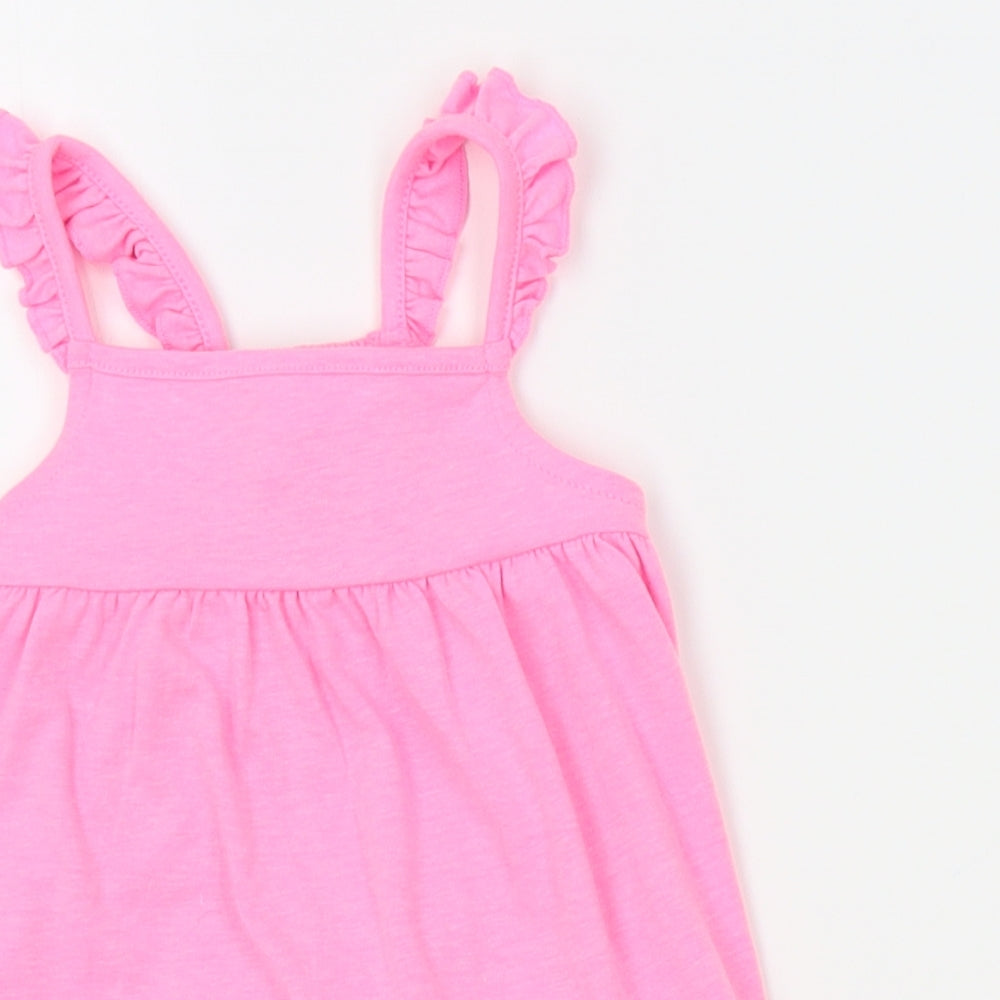 F&F Girls Pink   Pinafore/Dungaree Dress  Size 3-6 Months