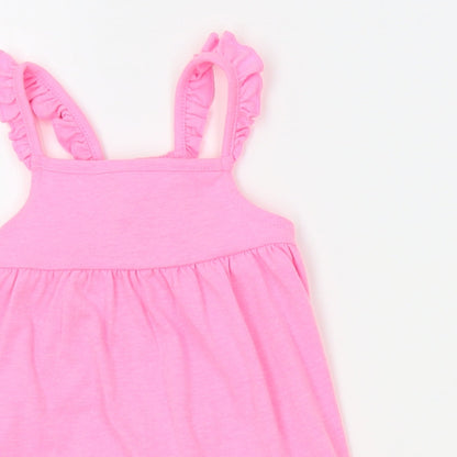 F&F Girls Pink   Pinafore/Dungaree Dress  Size 3-6 Months