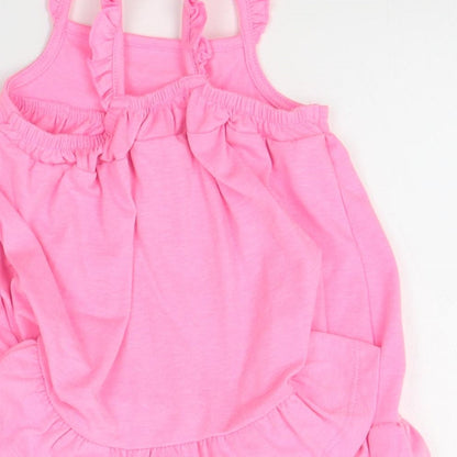 F&F Girls Pink   Pinafore/Dungaree Dress  Size 3-6 Months