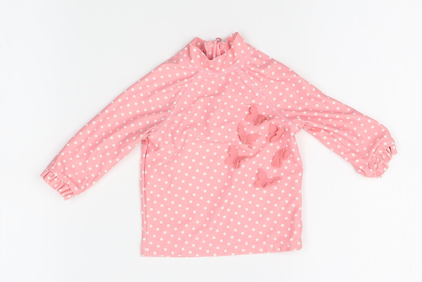 Mothercare Girls Pink Polka Dot   Pyjama Top Size 9-12 Months