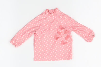 Mothercare Girls Pink Polka Dot   Pyjama Top Size 9-12 Months