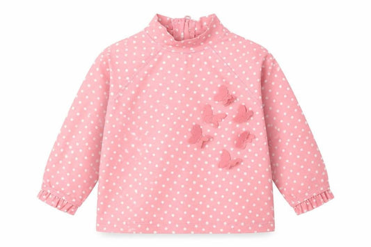 Mothercare Girls Pink Polka Dot   Pyjama Top Size 9-12 Months