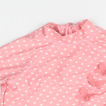 Mothercare Girls Pink Polka Dot   Pyjama Top Size 9-12 Months