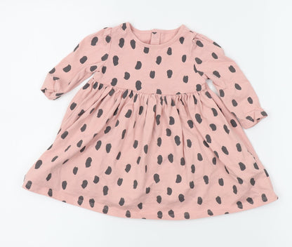M&S Girls Pink Polka Dot  A-Line  Size 6-9 Months