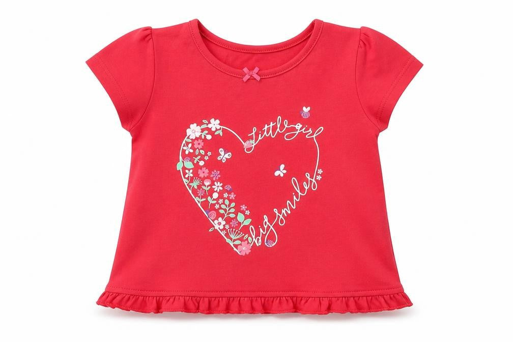 Front view of George girls’ red basic blouse, size 3-6, months
