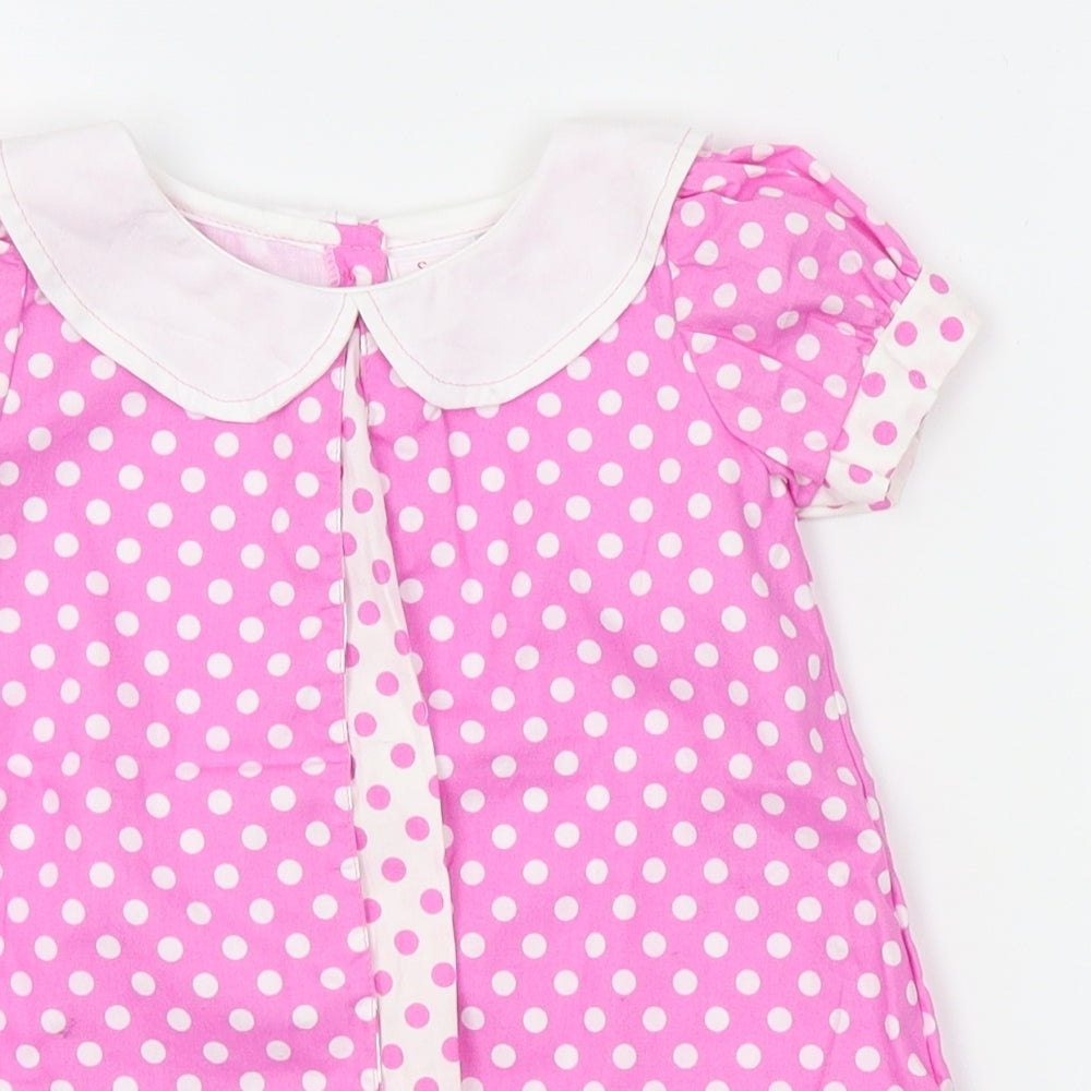 sweet elegance Girls Pink Polka Dot  A-Line  Size 12 Months