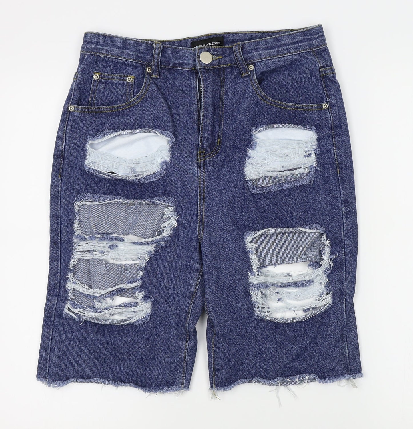 PRETTYLITTLETHING Womens Blue   Cut-Off Shorts Size 10 - distressed