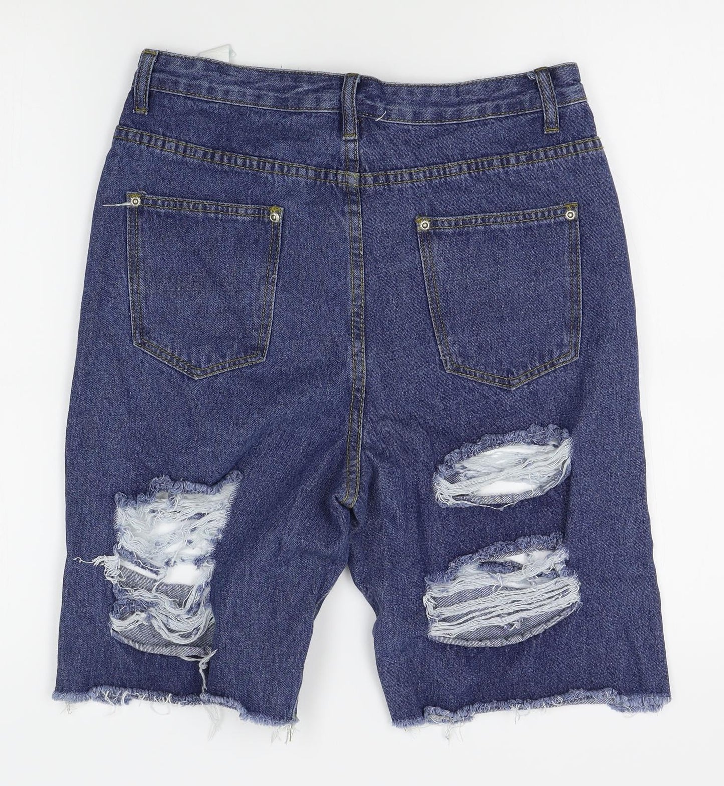 PRETTYLITTLETHING Womens Blue   Cut-Off Shorts Size 10 - distressed