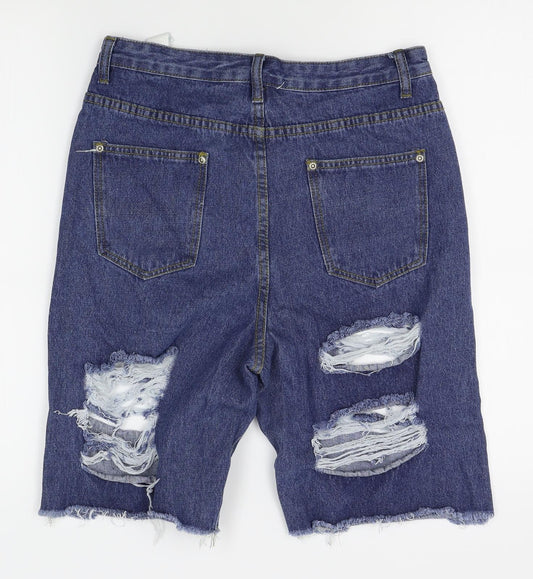 PRETTYLITTLETHING Womens Blue   Cut-Off Shorts Size 10 - distressed