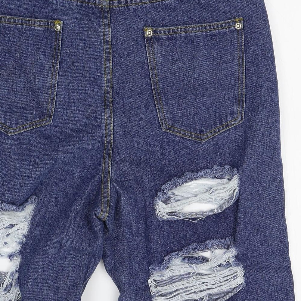 PRETTYLITTLETHING Womens Blue   Cut-Off Shorts Size 10 - distressed