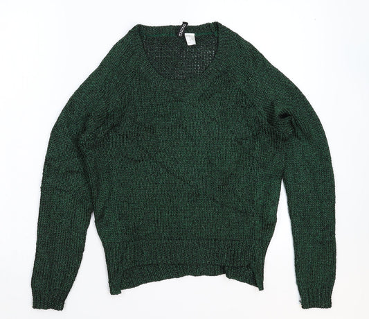 Womens UK Size XS Divided Green Pullover Jumper