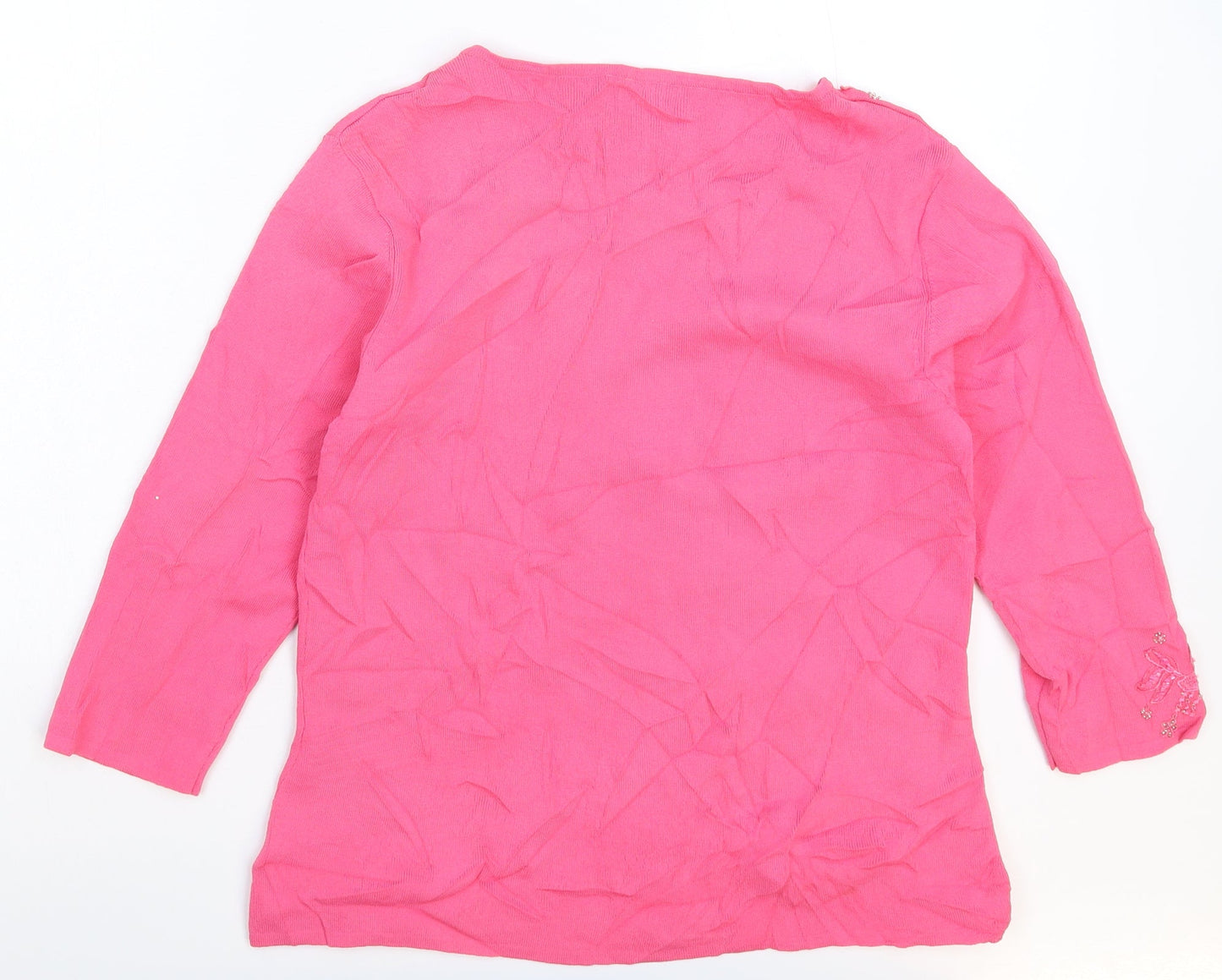 Heather Valley Womens Pink Floral Knit Pullover Jumper Size 12