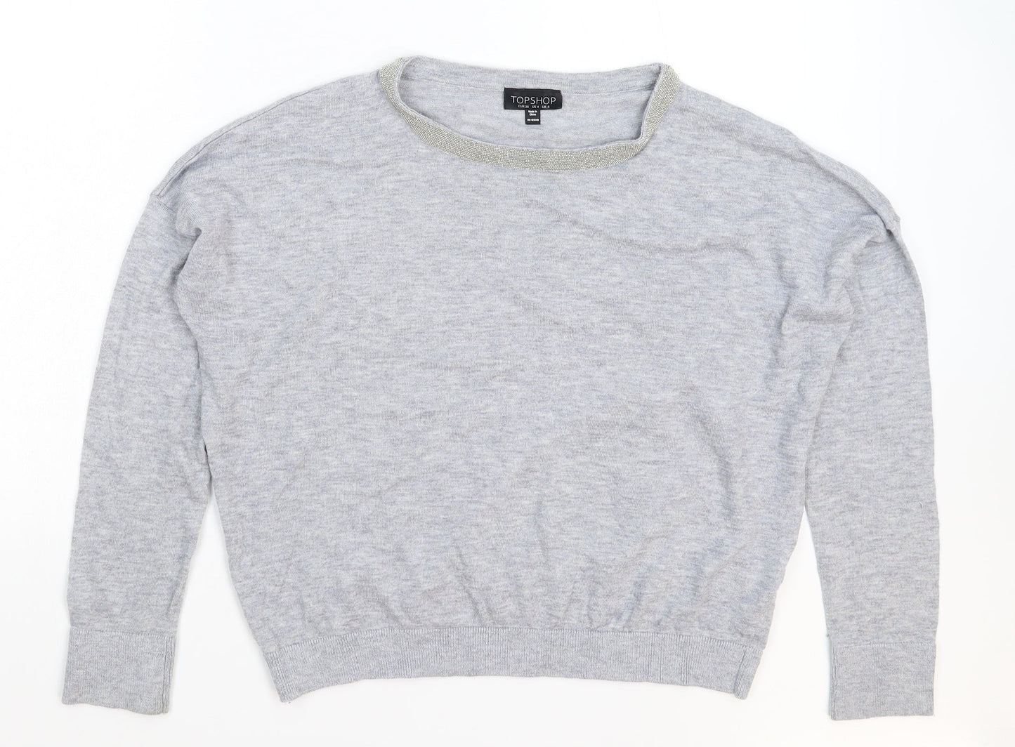 Womens UK Size 8 Topshop Grey Pullover Jumper