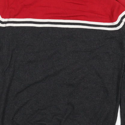 New Look Mens Red Striped Knit Pullover Jumper Size L  - Grey