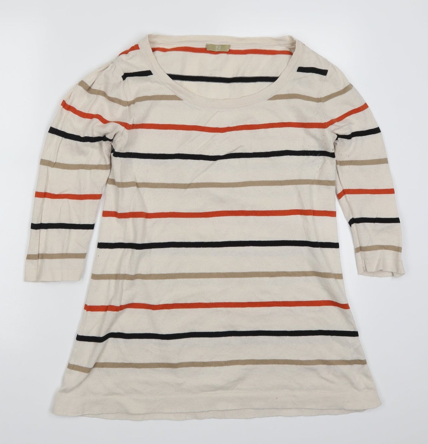 TU Womens Beige Striped  Pullover Jumper Size 12