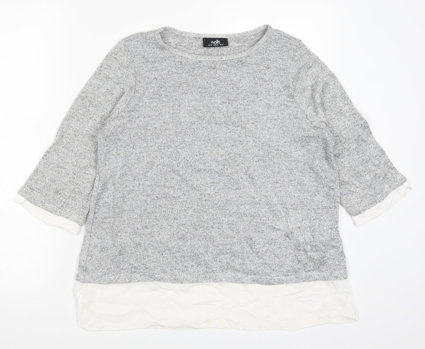 Womens UK Size 10 Wallis Silver Basic T-Shirt