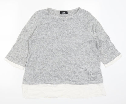 Womens UK Size 10 Wallis Silver Basic T-Shirt