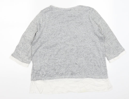Womens UK Size 10 Wallis Silver Basic T-Shirt