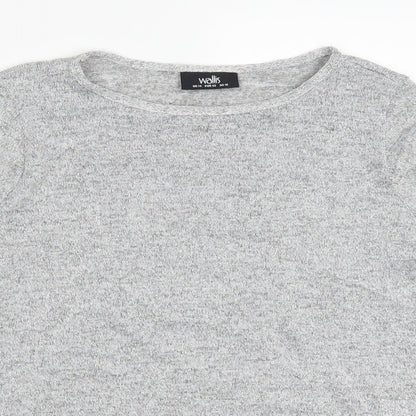 Womens UK Size 10 Wallis Silver Basic T-Shirt