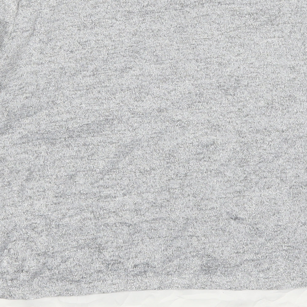 Womens UK Size 10 Wallis Silver Basic T-Shirt