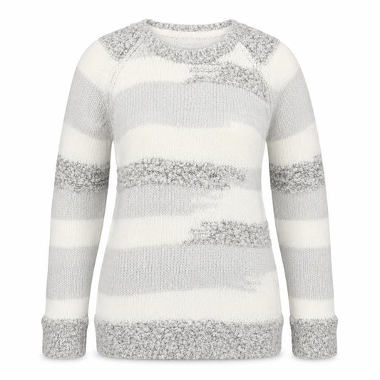 Front view of Red Herring women’s grey striped knit jumper, size UK 10