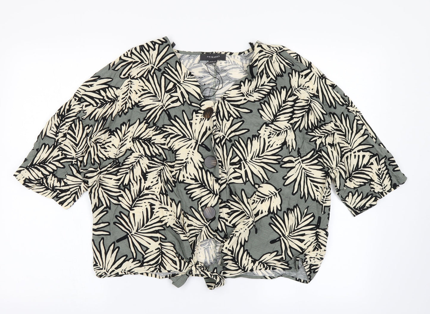 Primark Womens Green Floral  Cropped Blouse Size 14