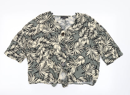 Primark Womens Green Floral  Cropped Blouse Size 14