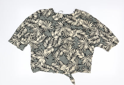 Primark Womens Green Floral  Cropped Blouse Size 14