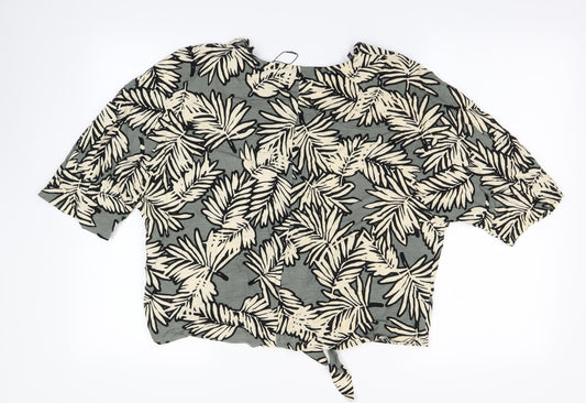 Primark Womens Green Floral  Cropped Blouse Size 14