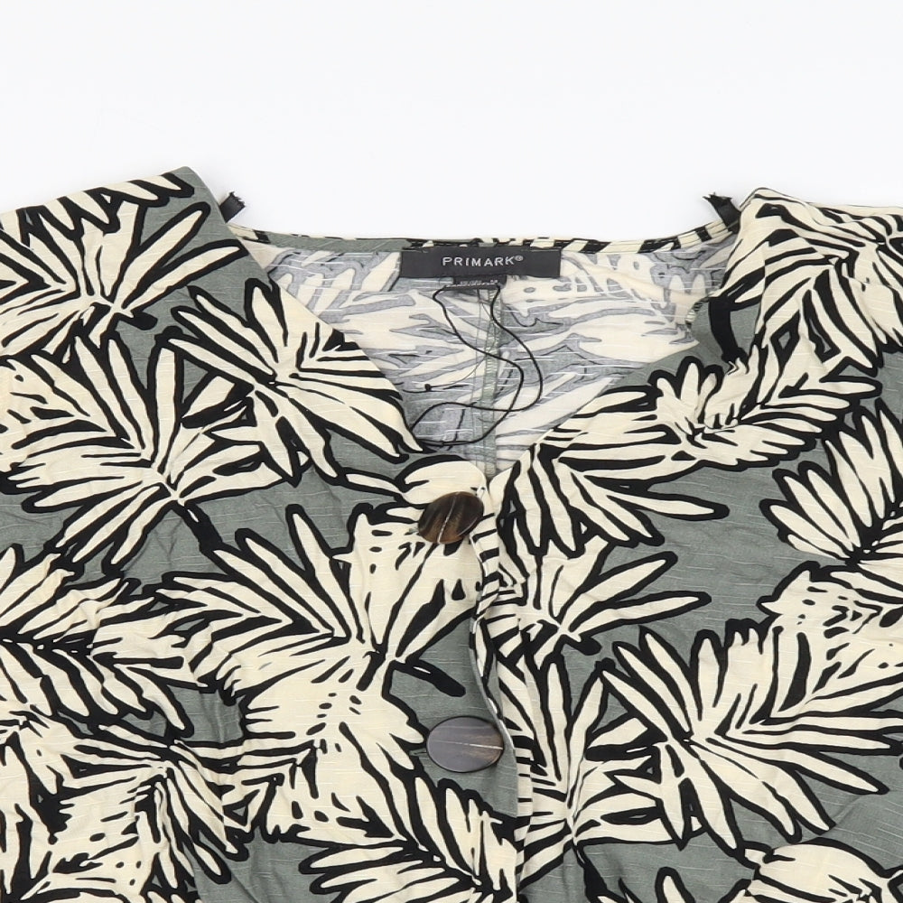 Primark Womens Green Floral  Cropped Blouse Size 14
