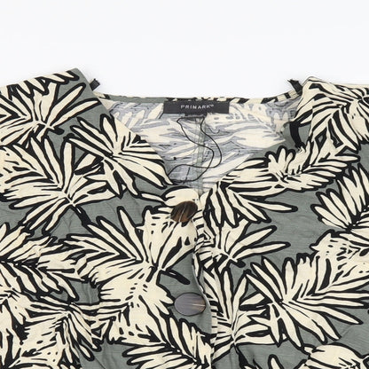 Primark Womens Green Floral  Cropped Blouse Size 14