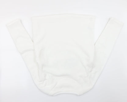 Love to Lounge Womens White Solid Fleece Top Pyjama Top Size S