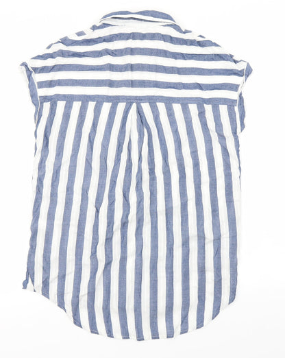 NEXT Womens Blue Striped  Basic Button-Up Size 8