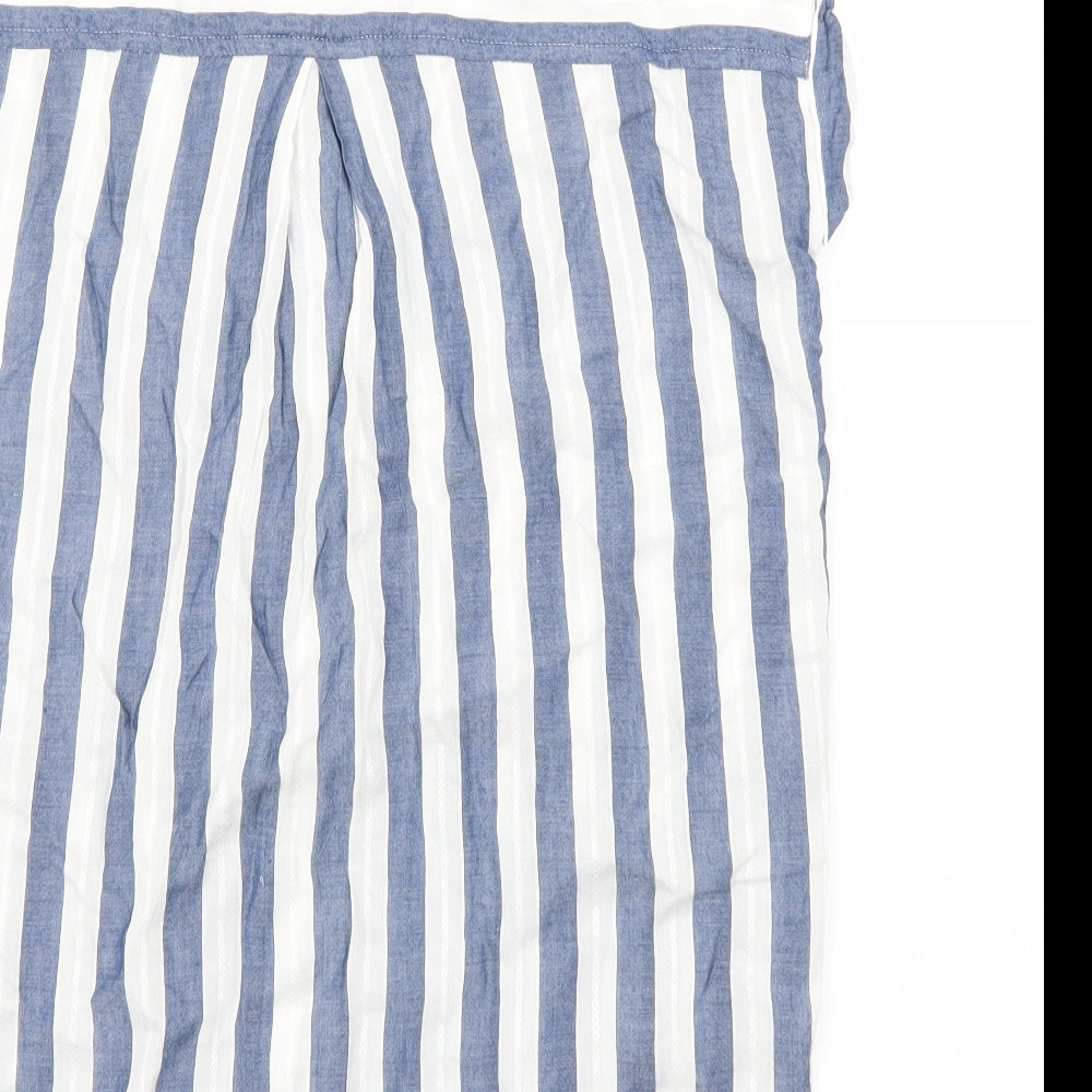 NEXT Womens Blue Striped  Basic Button-Up Size 8