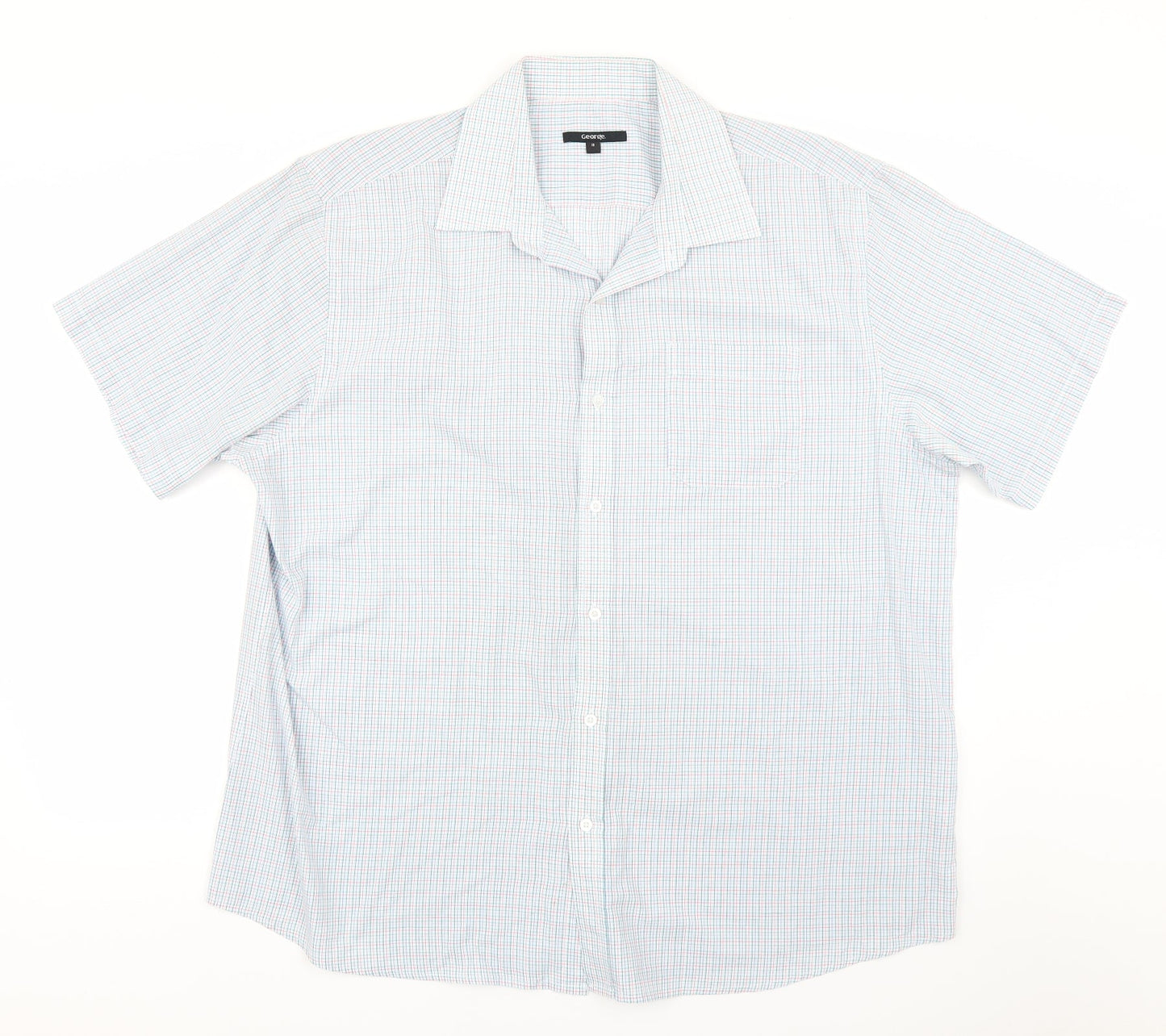 George Womens Blue Check  Basic Button-Up Size 18